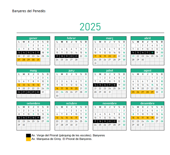 Calendari de deixalleries fixes a Banyeres del Penedès