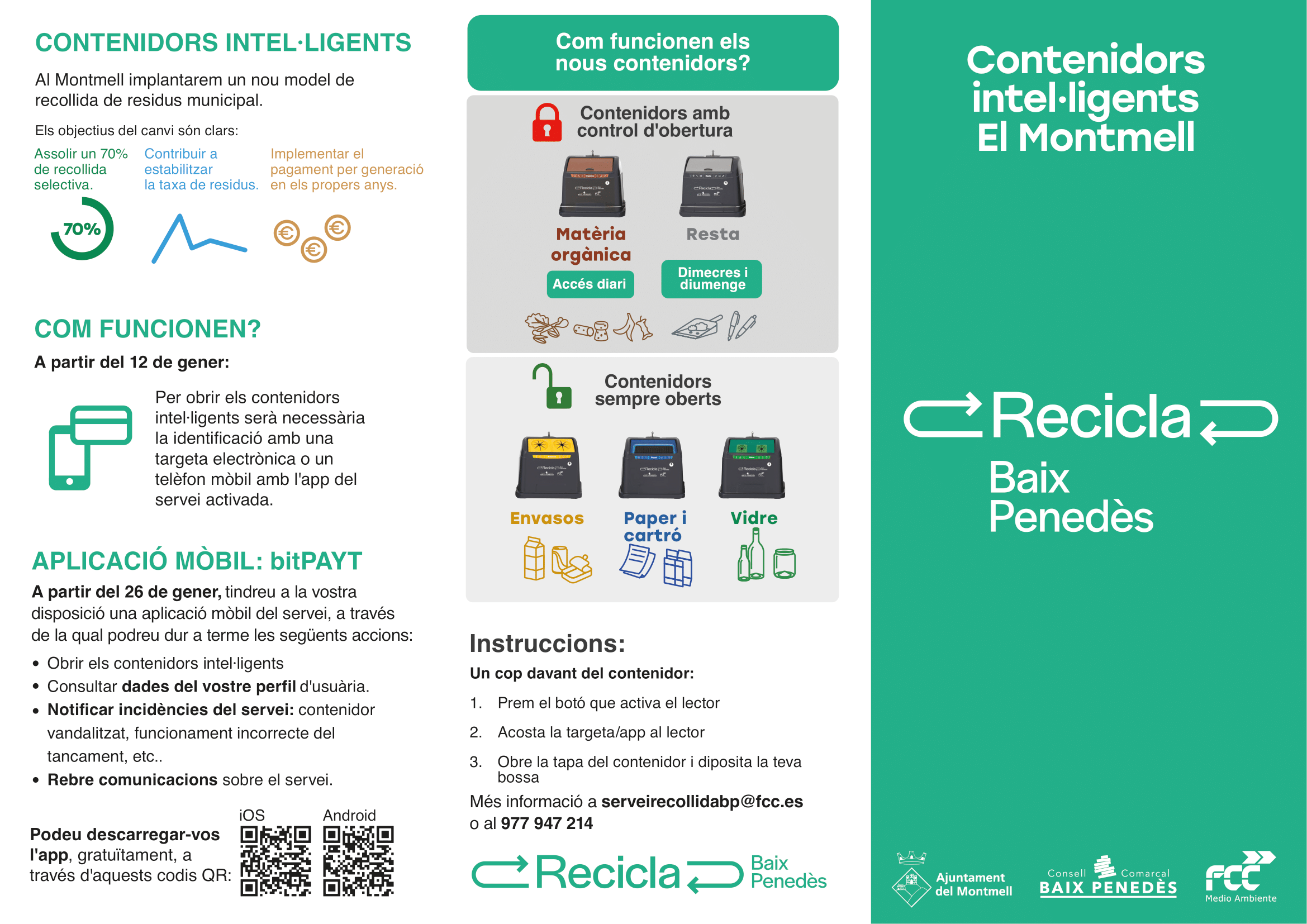 Tríptic resum de la gestió de residus del Montmell